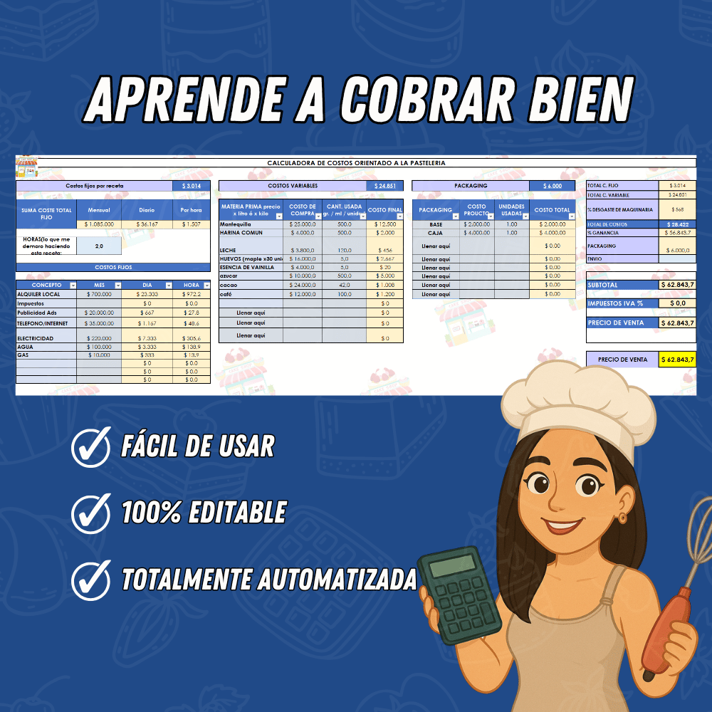 Calculadora de Costos para Pastelería: Plantilla + Tutorial