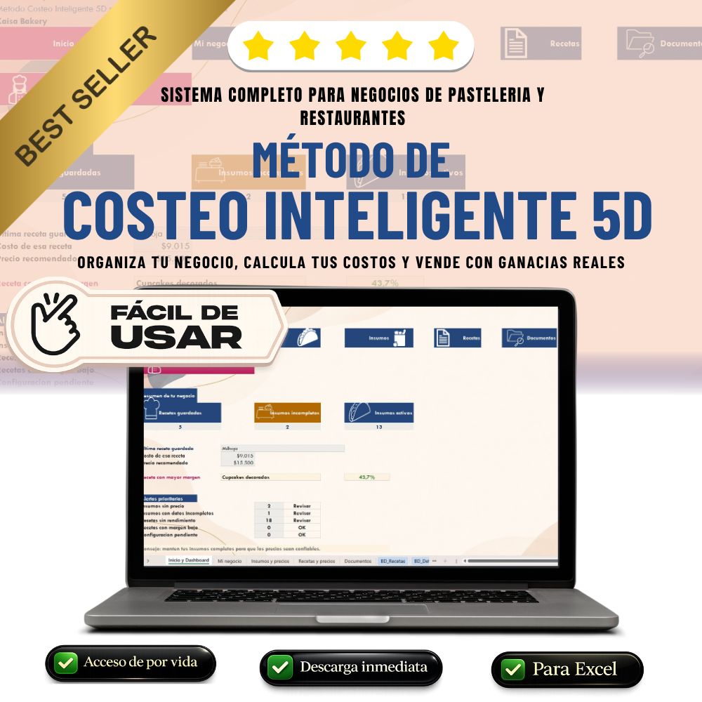 Método de Costeo Inteligente 5D para Pastelerías & Restaurantes
